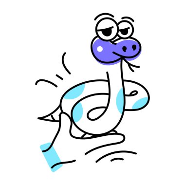 Sevimli komik yılan vektör karikatürü. Beyaz arkaplanda izole edilmiş sürüngen