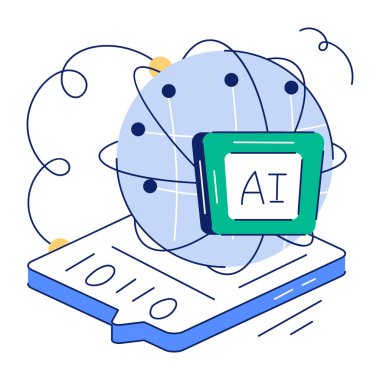 Modern Doğrusal Simge Tasvir Yapay Zeka Teknolojisi