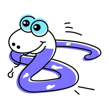 Sevimli komik yılan vektör karikatürü. Beyaz arkaplanda izole edilmiş sürüngen