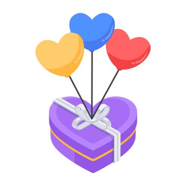 Düz Isometric Sevgililer Günü Simgesi