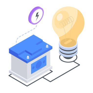 Çevre Enerjisi Düz Isometric Simgesi