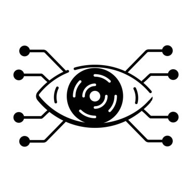 Beyaz arkaplanda biyonik göz simgesi