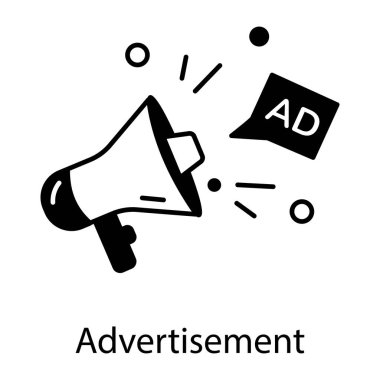 Satır tasarımı, vektör illüstrasyonunda reklam simgesi