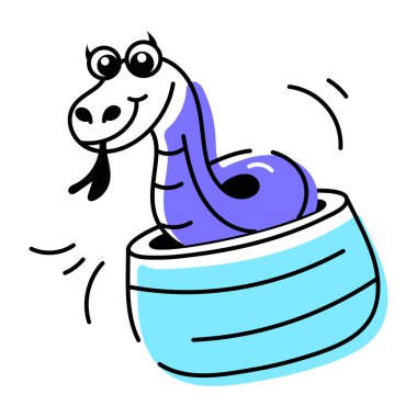 Sevimli komik yılan vektör karikatürü. Beyaz arkaplanda izole edilmiş sürüngen