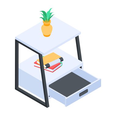 Bir komodinin modern izometrik simgesi