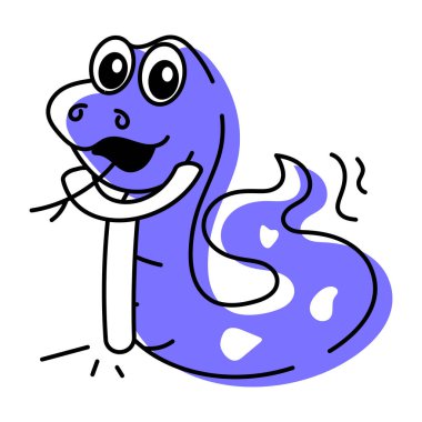 Sevimli komik yılan vektör karikatürü. Beyaz arkaplanda izole edilmiş sürüngen