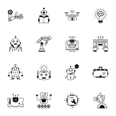 Robotik Doğrusal Simgelerin Moda Koleksiyonu