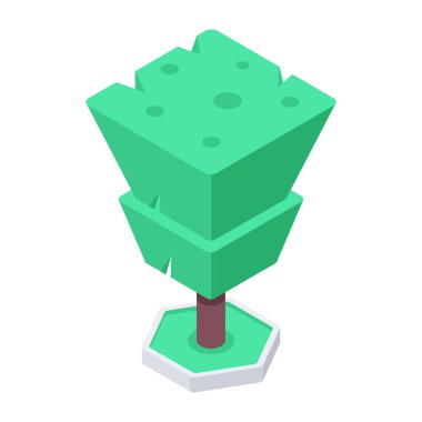 Beyaz arkaplanda Isometric Ağaç Simgesi izole edildi. Vektör illüstrasyonu