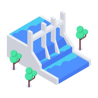 Düz Çevre Gücü Isometric Simgesi