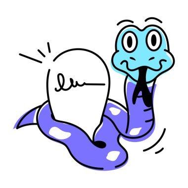 Sevimli komik yılan vektör karikatürü. Beyaz arkaplanda izole edilmiş sürüngen