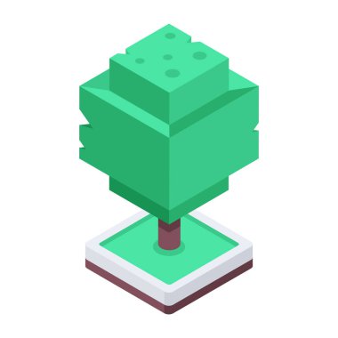 Beyaz arkaplanda Isometric Ağaç Simgesi izole edildi. Vektör illüstrasyonu