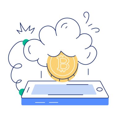 Bitcoin kripto para birimi kavramı. Bitcoin 'in vektör düz çizimi