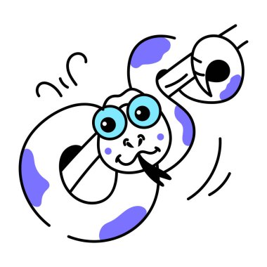 Sevimli komik yılan vektör karikatürü. Beyaz arkaplanda izole edilmiş sürüngen