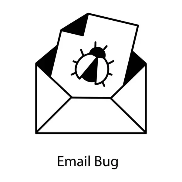 Bug Con Icona Mail Nel Design Della Linea Illustrazione Vettoriale — Vettoriale Stock