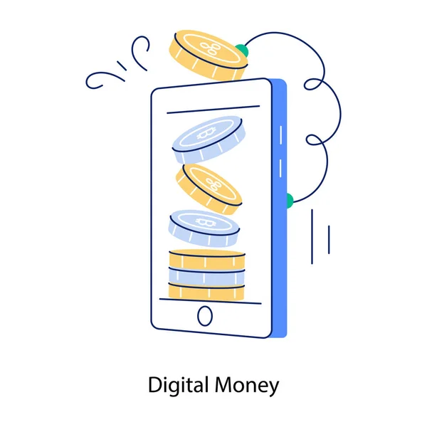 Digital Money Icon Isolated White Background Vector Illustration — Stock Vector