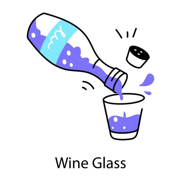 Wine Glass Hand Drawn Icon — Stock Vector
