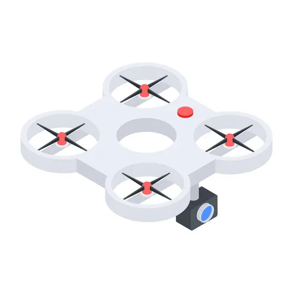 Modern Dron Simgesi Beyaz Arkaplanda Vektör Illüstrasyonu — Stok Vektör
