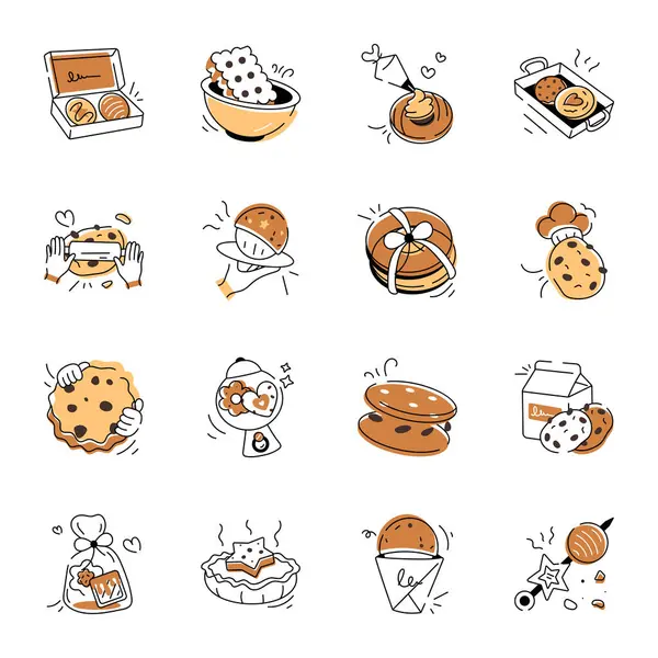 Doodle Icons Cookies — Stock Vector
