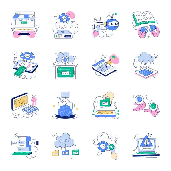 Programming Coding Icon Set Software Development Icon Collection — Stock Vector