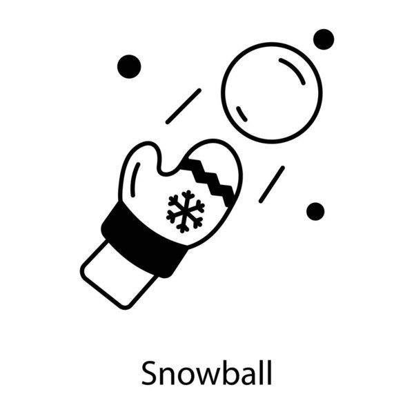 векторная иллюстрация снежка и руки в варежке