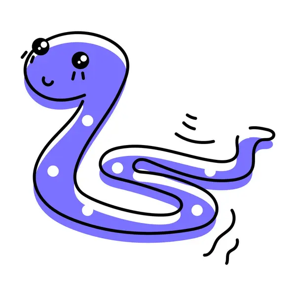 Linda Serpiente Divertida Vector Dibujos Animados Reptil Aislado Sobre Fondo — Vector de stock