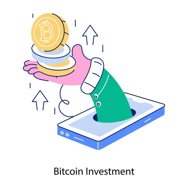 Bitcoin Inversión Estilo Plano Diseño Vector Ilustración Ilustración Stock — Archivo Imágenes Vectoriales