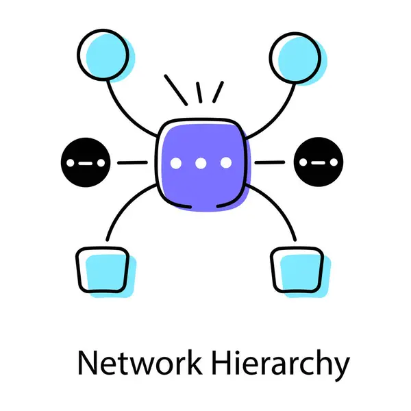 Network Hierarchy Vector Icon Flat Design — Stock Vector