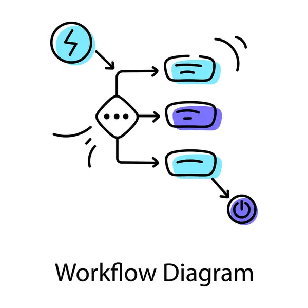 Workflow Diagram Icon Line Design — Stock Vector