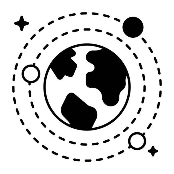 Planet Mit Satelliten Symbol Vektorillustration — Stockvektor