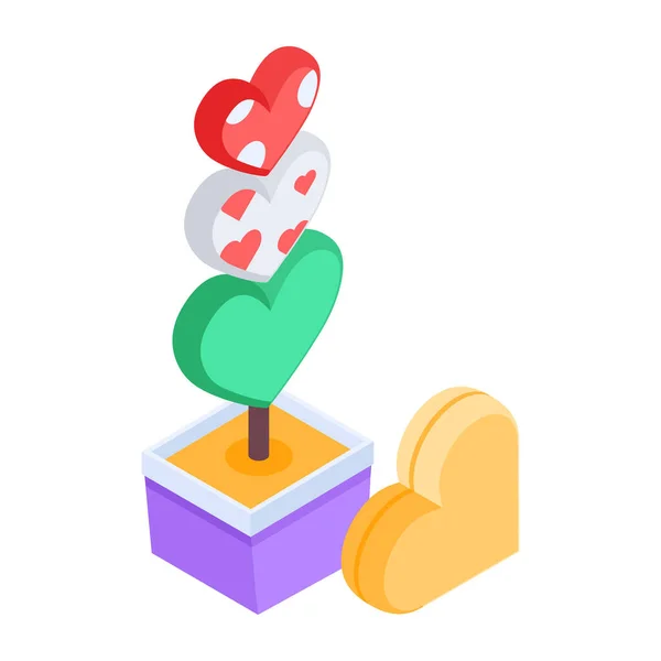 Flat Isometric Valentine Day Icon — Stock Vector