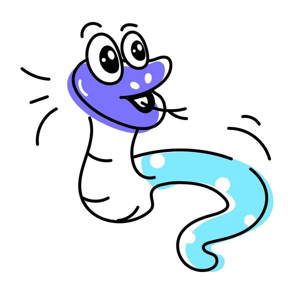 Carino Divertente Serpente Vettore Cartone Animato Rettile Isolato Sfondo Bianco — Vettoriale Stock