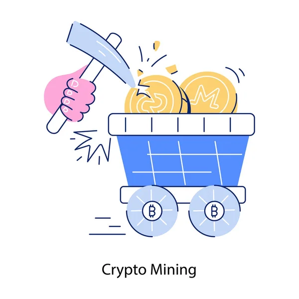 Crypto Mining Bitcoin Icon — Stock Vector