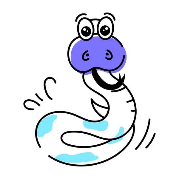Desenho Animado Engraçado Bonito Vetor Serpente Réptil Isolado Sobre Fundo — Vetor de Stock