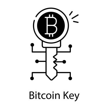 Bitcoin anahtar vektör çizgisi tasarımı