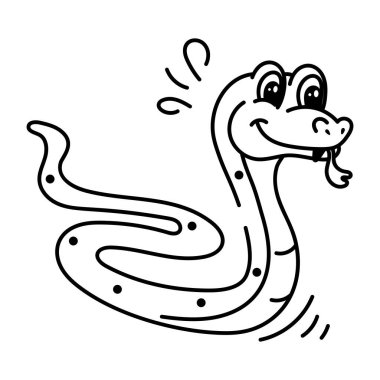 Çizgi film yılanı beyaz arkaplanda izole edildi