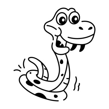 beyaz arkaplanda karalama komik yılan, vektör illüstrasyon