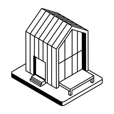 Beyaz arkaplan üzerinde bina simgesi, vektör illüstrasyonu