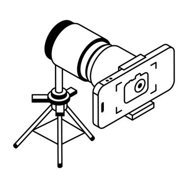 Vloglama Ekipmanının Isometric Düz Simgesi