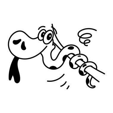 çizgi film karalaması ağaç dalına komik yılan, vektör illüstrasyonu