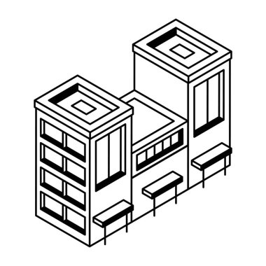 inşaat izometrik ikon vektör çizimi oluşturuluyor