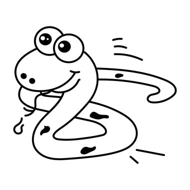 beyaz arkaplanda karalama komik yılan, vektör illüstrasyon