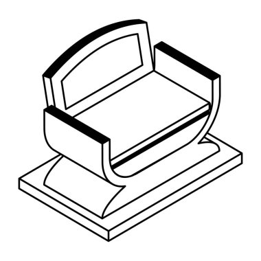 Beyaz arkaplan üzerinde sandalye simgesi, vektör illüstrasyonu