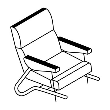 Beyaz arkaplan üzerinde sandalye simgesi, vektör illüstrasyonu