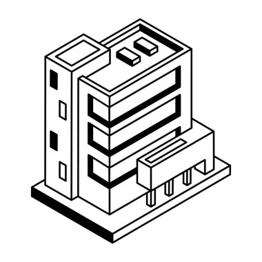 inşaat izometrik ikon vektör çizimi oluşturuluyor