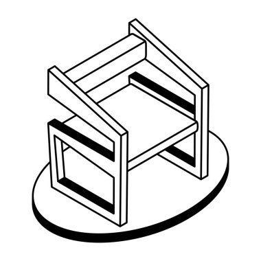 Beyaz arkaplan üzerinde sandalye simgesi, vektör illüstrasyonu