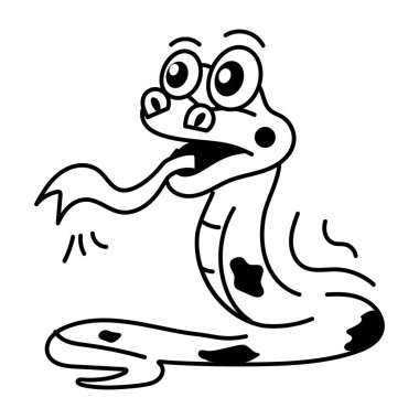 beyaz arkaplanda karalama komik yılan, vektör illüstrasyon