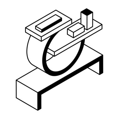 Tezgahı Kaydet Isometric Düz Simgesi
