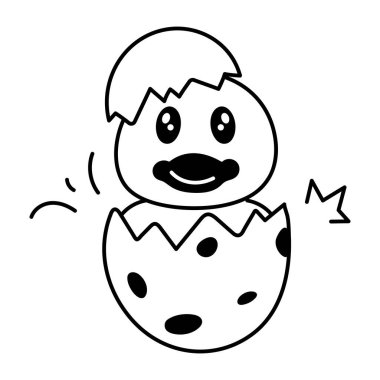 Yumurta vektör illüstrasyon tasarımındaki şirin ördek.