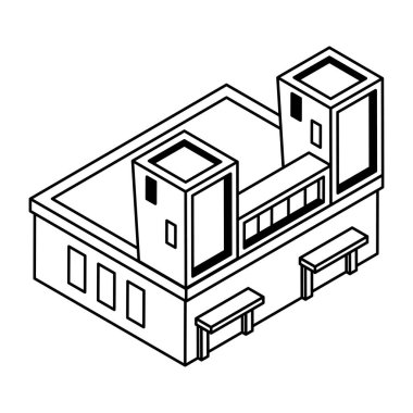 inşaat izometrik ikon vektör çizimi oluşturuluyor