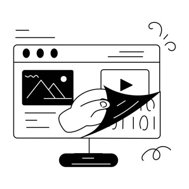 Web sayfası tasarım çizimi simgesi, vektör illüstrasyonu